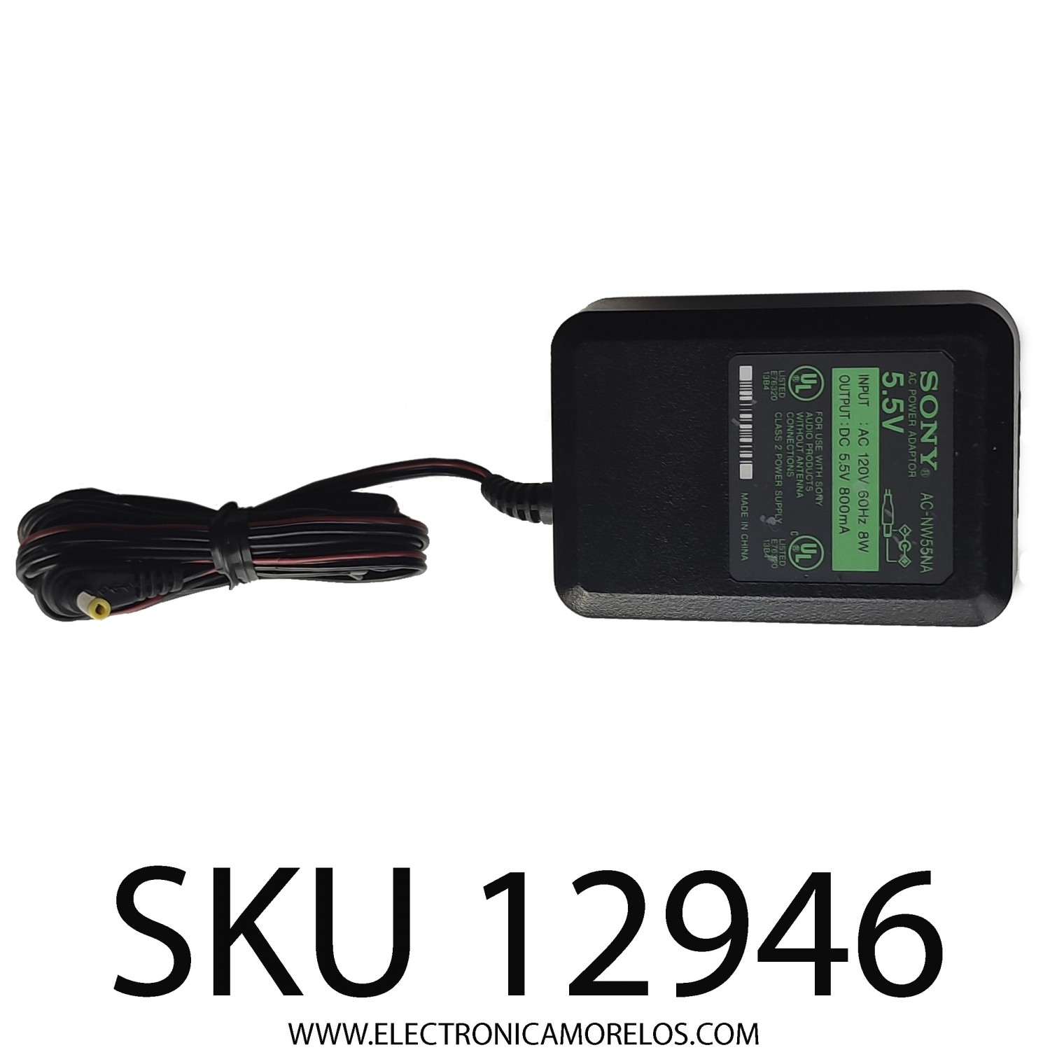 ADAPTADOR AC SONY / NUMERO DE PARTE AC-NW55NA / INPUT: AC 120V 60Hz 8W / OUTPUT: DC 5.5V 800mA	